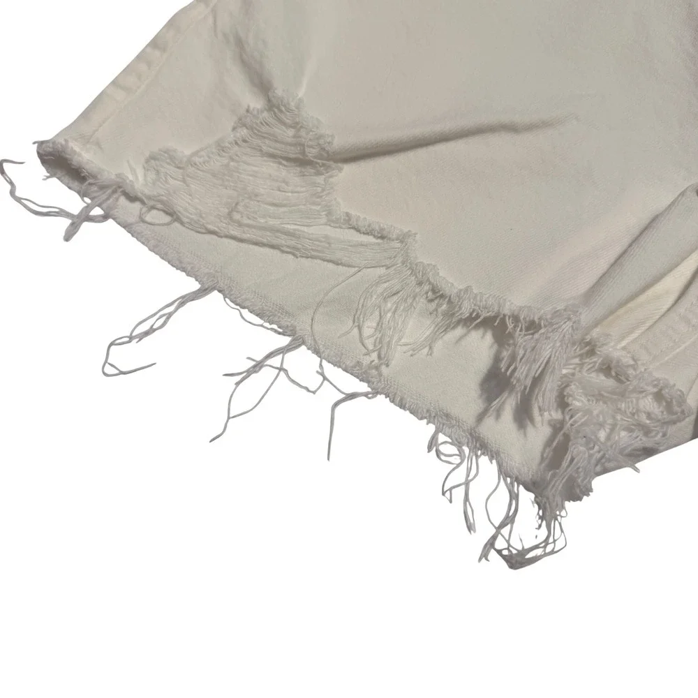 Abercrombie & Fitch Curve Love The Baggy Low Rise White Distressed Shorts 28 6